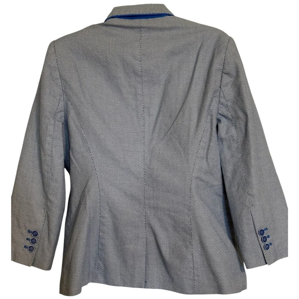 🆕 THE LIMITED Vintage Blue Geometric Print Single Button Blazer Jacket EUC L‎
